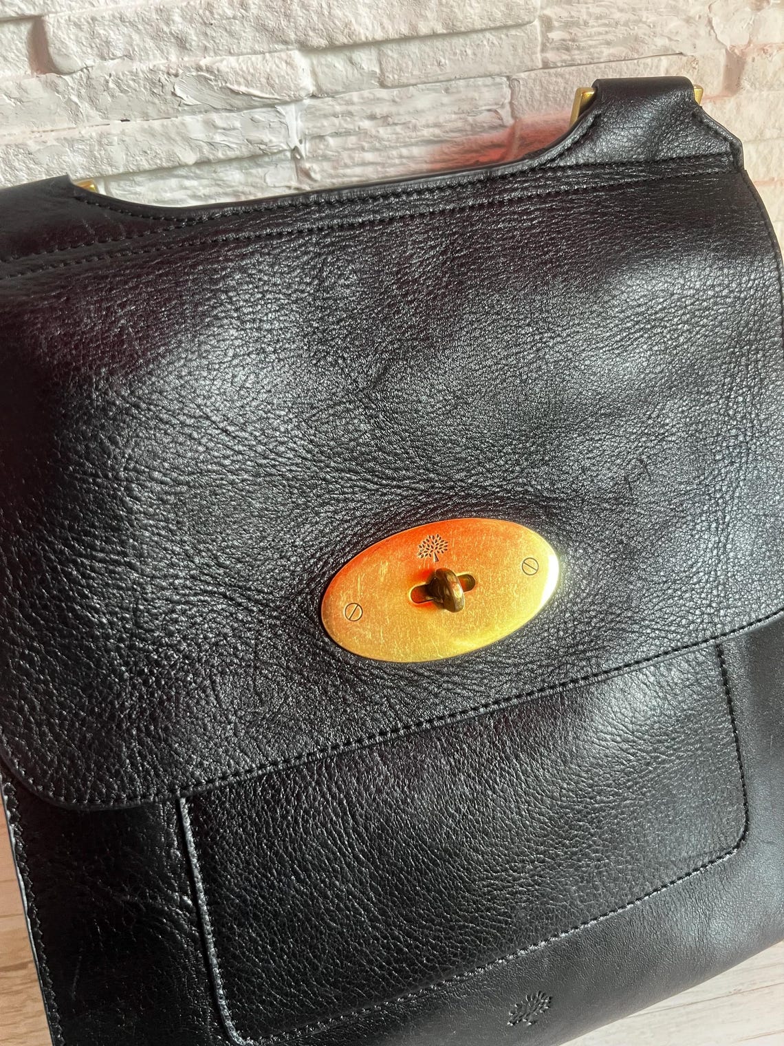 Mulberry Antony Black Leather Messenger Bag Unisex Crossbody Soft Leather Satchel, foto 2 di 5
