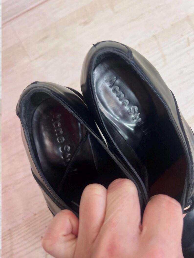 Acne Studios Lark Chunky Leather Loafers Oxford EU 40 Black Gray Textured Panel Designer Shoes image 13