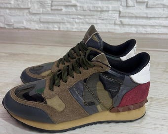 Valentino Garavani Leather Suede Sneakers EU 36 US 6 Made in Italy Designer Shoes