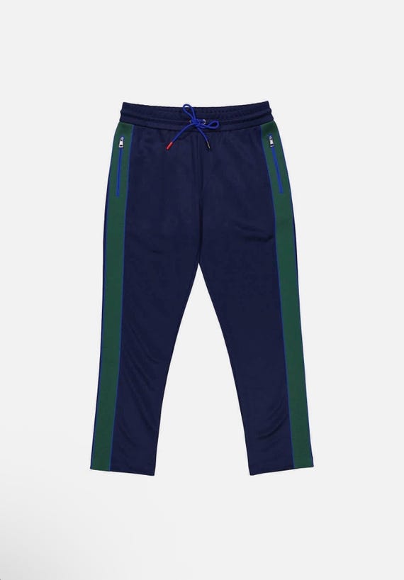 Moncler, Moncler Track Pants Mens Blue Side Stripe Joggers Luxury Sportswear Designer Trousers Logo Badge