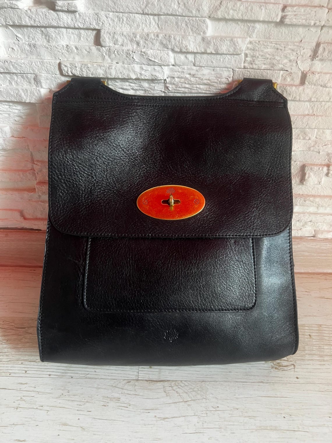 Mulberry Antony Black Leather Messenger Bag Unisex Crossbody Soft Leather Satchel, foto 1 di 5