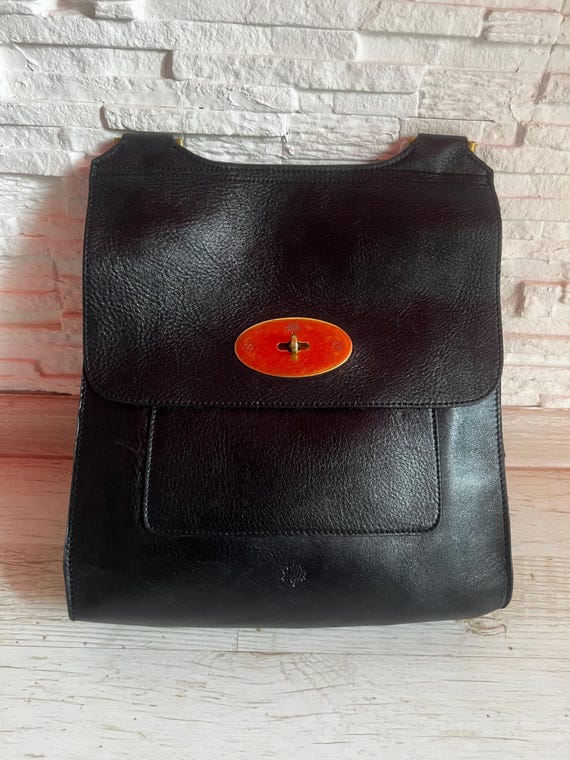 Mulberry Antony Black Leather Messenger Bag Unisex Crossbody Soft Leather Satchel
