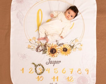 Personalized Milestone Baby Blanket Best Idea, Baby Shower Gift, Watch Me Grow Blanket, Growth Tracker, First  Gift, Newborn Gift