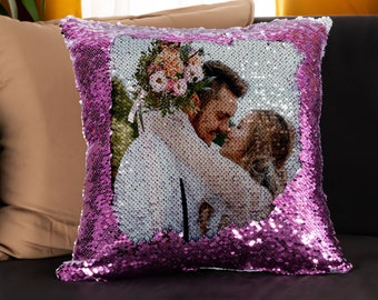 INSERT INCLUDED Custom Photo Sequin Pillow, Personalized Sequin Pillow, Custom Photo Pillow, Photo Sequin Pillow, Magic Pillow, Lovers Gift