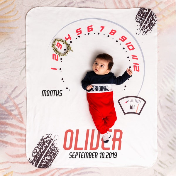 Custom Photo Prop Blanket,First  Gift, Personalized Milestone Blanket, Unique Speed Indicator, Growth Tracker, Baby Shower Gift