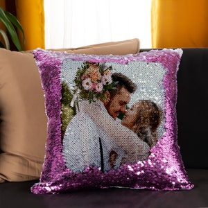 INSERTO INCLUSO Cuscino con paillettes con foto personalizzato, Cuscino con paillettes personalizzato, Cuscino con foto personalizzato, Cuscino con paillettes con foto, Cuscino magico, Copertine per foto immagine 5