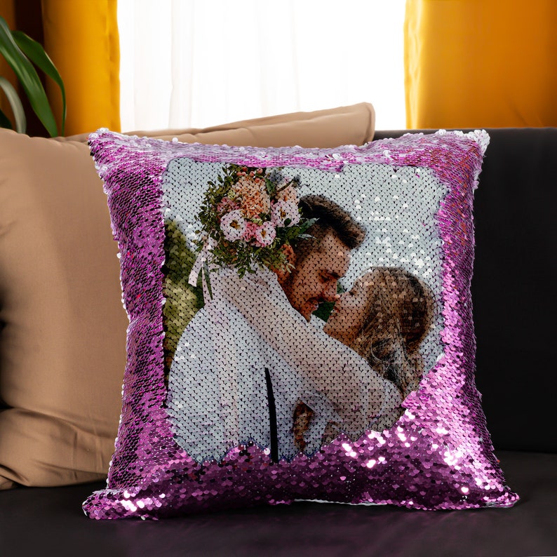 INSERT INCLUDED Custom Photo Sequin Pillow, Personalized Sequin Pillow, Custom Photo Pillow, Photo Sequin Pillow, Magic Pillow, Photo Covers image 5