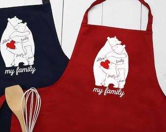 Family Names Personalized Cooking Apron Gifts for Dad, Custom Apron Unique Dad Gift, Personalized Apron as Family Gifts, Gift for Husband