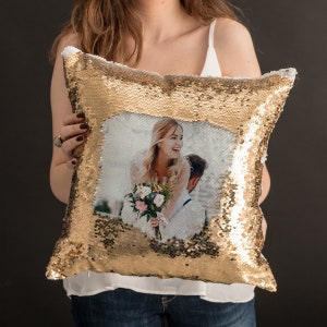 INSERTO INCLUSO Cuscino con paillettes con foto personalizzato, Cuscino con paillettes personalizzato, Cuscino con foto personalizzato, Cuscino con paillettes con foto, Cuscino magico, Copertine per foto immagine 2