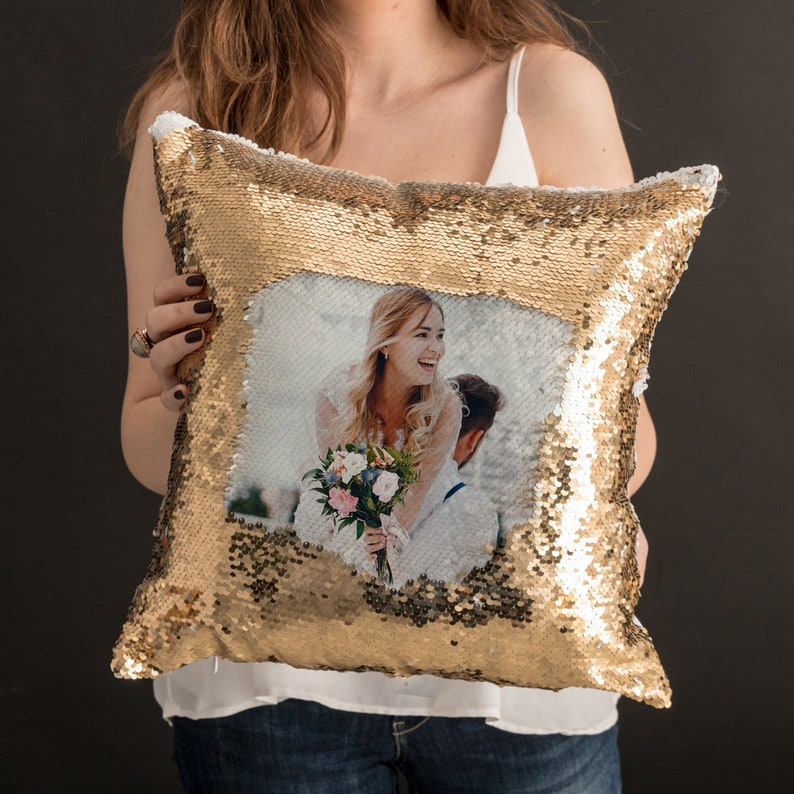 INSERT INCLUDED Custom Photo Sequin Pillow, Personalized Sequin Pillow, Custom Photo Pillow, Photo Sequin Pillow, Magic Pillow, Photo Covers image 2