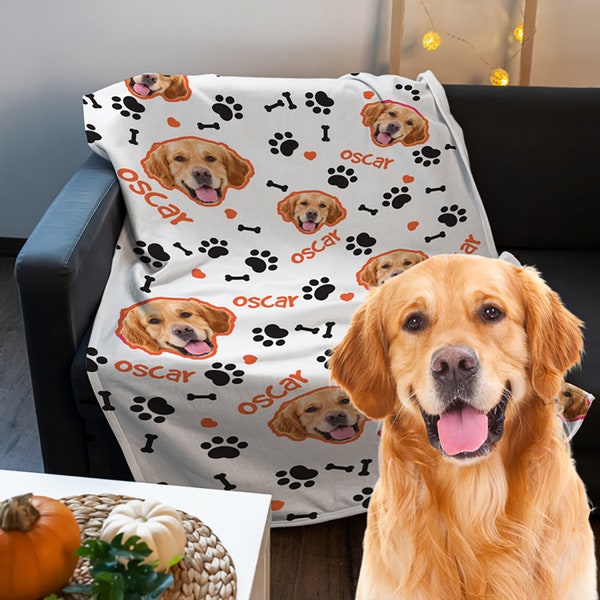 Mothers Day Gift Custom Dog Photo Blanket, Custom Dog Face Portrait Blanket, Pet Photo Blanket, Pet Loss Gift, Custom Face Blanket Gift