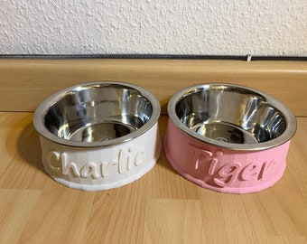 Personalized feeding bowl - optionally including stainless steel bowl / dog bowl / cat bowl / pet