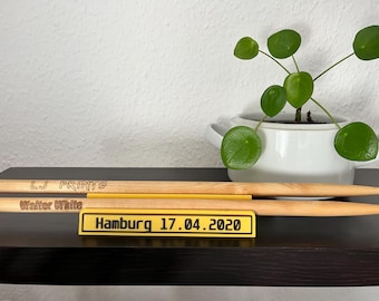 Drumsticks / drum sticks with desired text / optionally including holder / personalizable / musician / drum kit / drums / gift