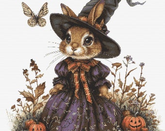 Rabbit  Cross  Stitch Pattern ,   Embroidery Pattern Digital  PDF     , Halloween Scheme Cross Stitch  . Large Cross Stitch Pattern ,