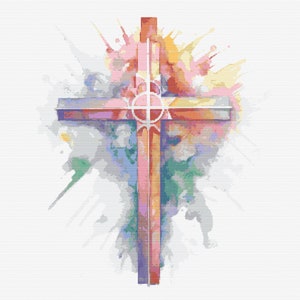 Watercolor Cross Stitch Pattern: Religious Home Decor (Digital Download)