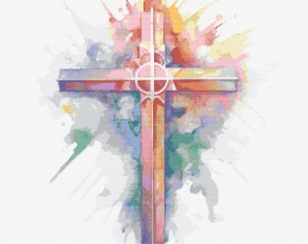Watercolor Cross Stitch Pattern: Religious Home Decor (Digital Download)
