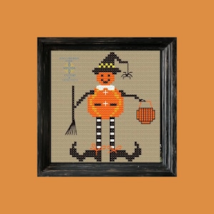 Pumpkin Witch Cross Stitch Pattern: Easy Halloween Design (PDF Pattern)