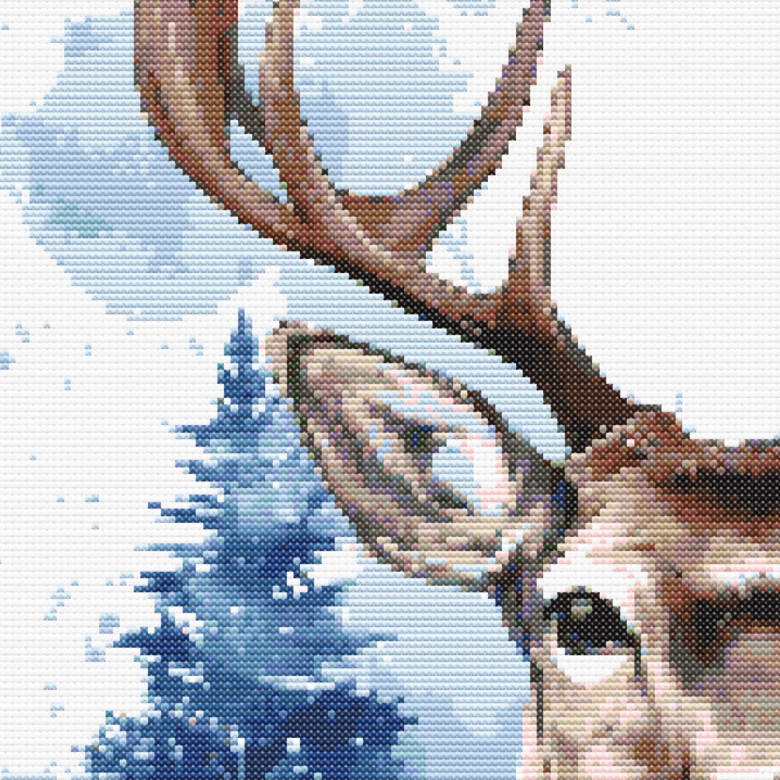 Deer in the Forest Cross Stitch Pattern Winter Embroidery Full Coverage ...