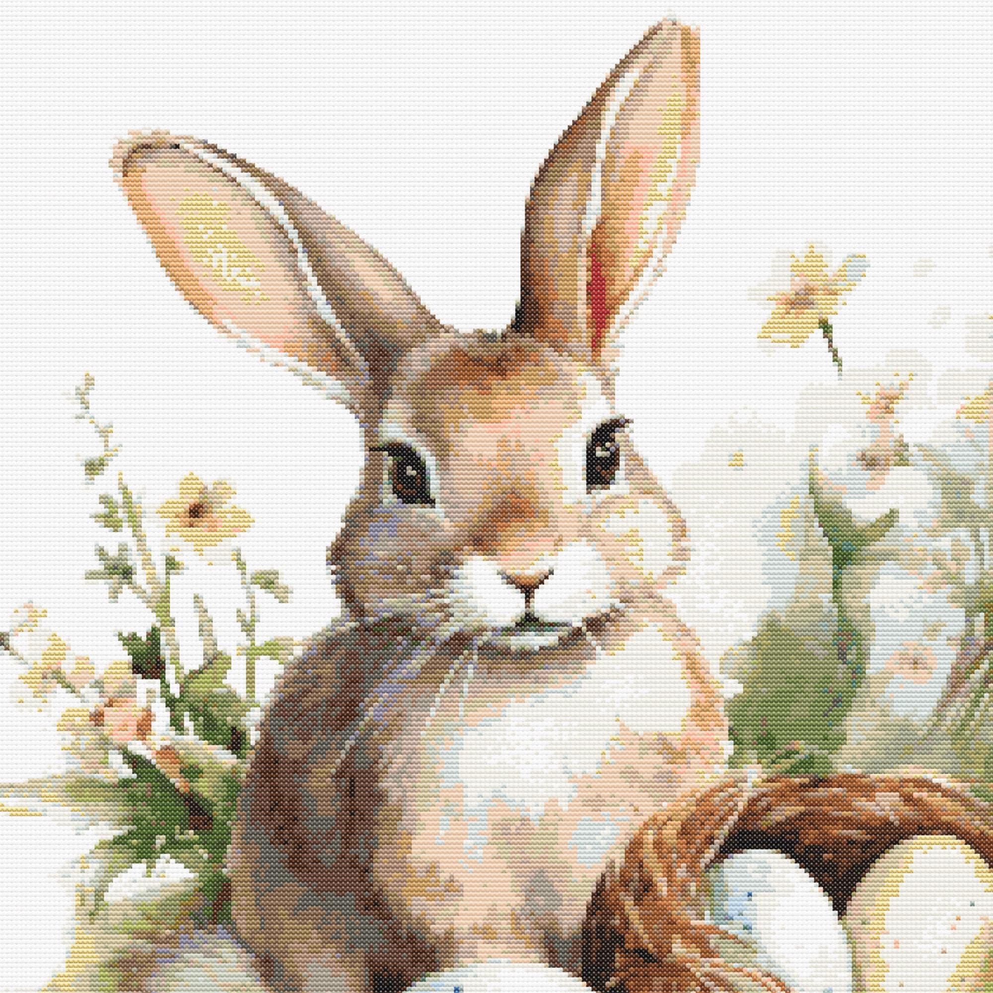 Bunny Cross Stitch Pattern: Easter Rabbit Full Coverage PDF Download - Etsy