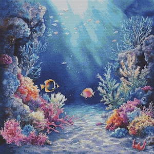 Sea Cross Stitch Pattern   Creature  Embroidery Fish Design Handmade Coral Cross Stitch  Gift for Friends Ocean  Creature Needlework Craft