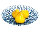 Glass Art Sea Coral Fruit Bowl | Storm Blue Gray | Beach Themed Home Décor | Unique Gift Ideas