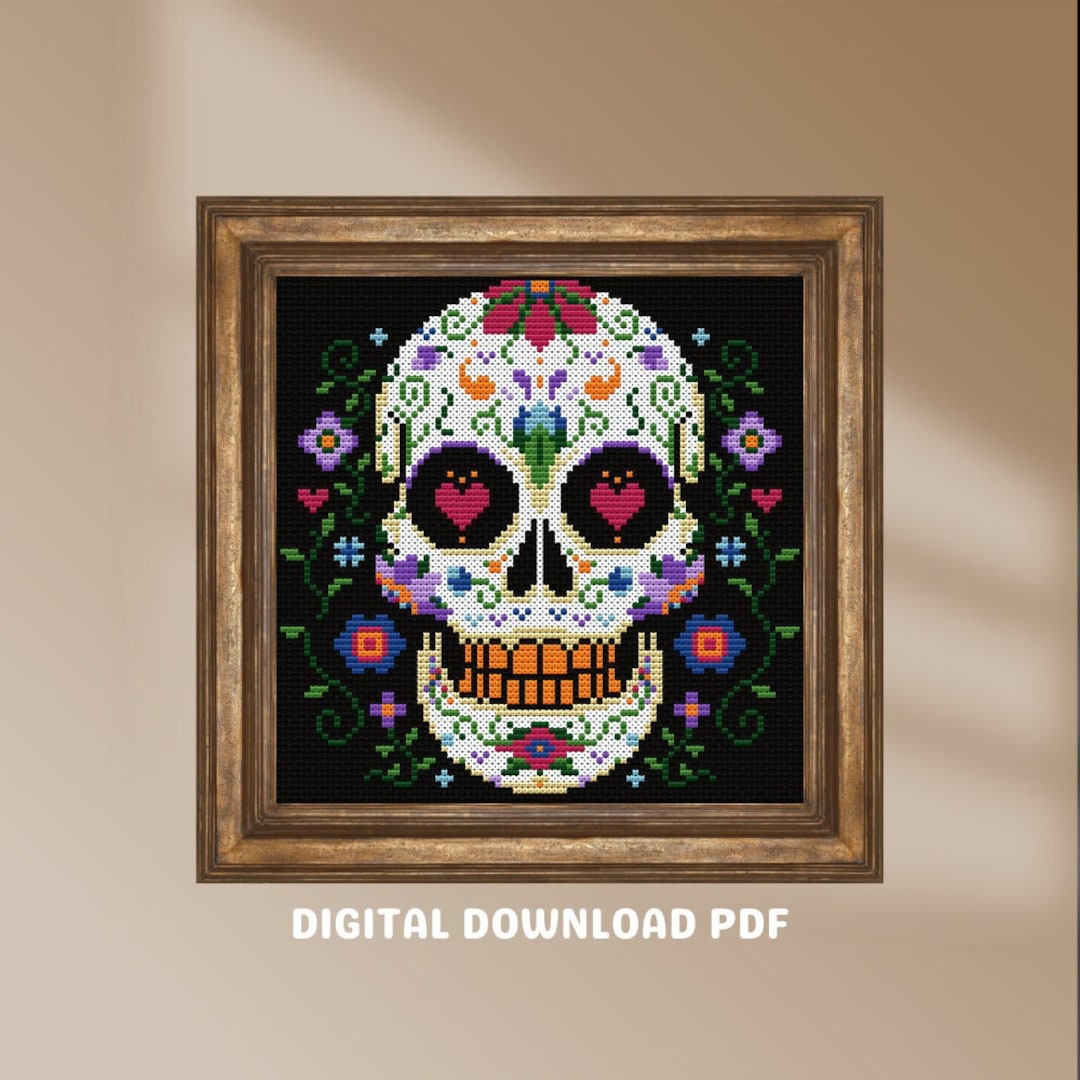 Cross Stitch Pattern Flower Sugar Skull - Etsy