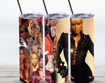 Mary j blige Tumbler 20 oz Skinny | Stitch | Tumbler Sublimation Designs, Full Tumbler Wrap, Digital Downloads| Png