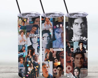 Damon Salvatore Tumbler 20 oz Skinny | Stitch | Tumbler Sublimation Designs, Full Tumbler Wrap, Digital Downloads| Png