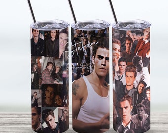 stefan salvatore Tumbler 20 oz Flaco / Puntada / Diseños de sublimación de vaso, Envoltura de vaso completo, Descargas digitales / Png