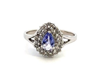 GENUINE 14KT White Gold Tanzanite Ring W/ Diamonds