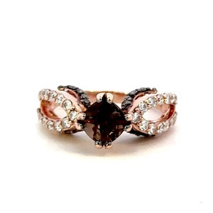 14KT Rose Gold Smokey Topaz Diamond Ring - 0.75CTTW Diamond - 3.40DWT - Size 7 US