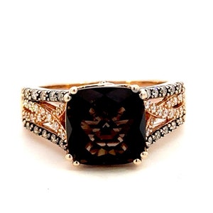 14KT Rose Gold Smokey Topaz Diamond Ring - 0.50CTTW Diamond - 4.10DWT - Size 8 US