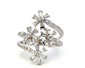 GENUINE 18KT White Gold Flower Diamond Ring