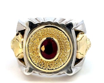 GENUINE 18KT Gold-Accented Silver Ring W/ Ruby Stone