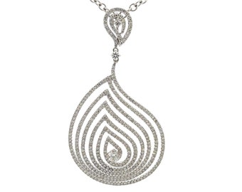 GENUINE 14KT White Gold Chain W/ 18KT  Diamond Pendant