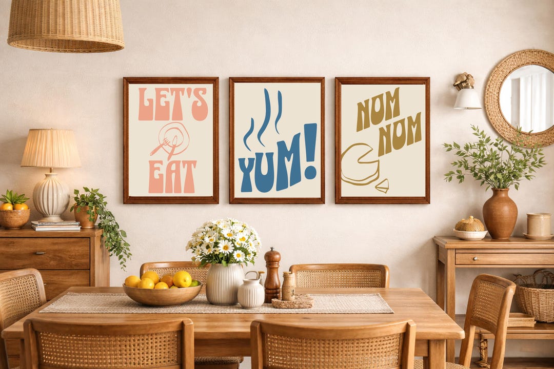 kitchen gallery wall set of 600, kitchen wall art,... Retro Food Prints Set | Kitchen Gallery Wall Art - Etsy