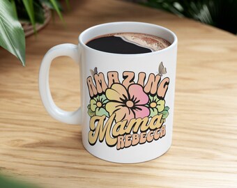 Flower Mama Mug, Personalized Mama Gift, Mother's Day Mug, Flower Mom Gift, Plant Lover Cup, Mom Birthday Gift, Mom's Garden Mug