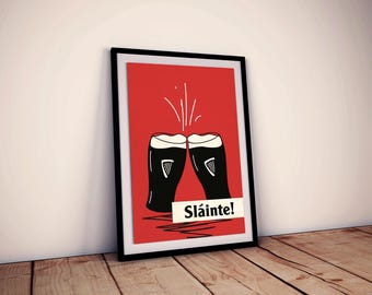 Sláinte Guinness Irish Wall Art | Irish Toast Print | Convivial Bar Decor