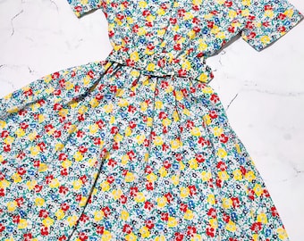Vestido midi floral vintage St Michael em algodão: estilo retrô chita dos anos 60
