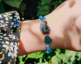 Kyanite Aquamarine Apatite Bracelet: Macrame Shamballa, Natural Blue Gemstones