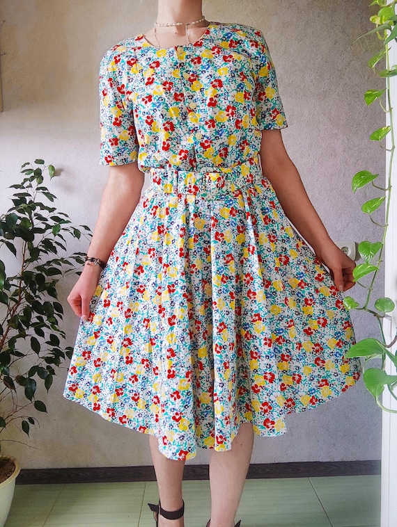 Vintage St Michael Floral Cotton Midi Dress: 60s Chintz Retro Style - Etsy