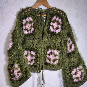 Green Shaggy Cardigan - Etsy