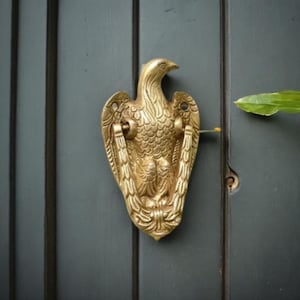 SHOBIXX | Rare Brass Eagle Door Knocker | Antique Door Knocker with Good Sound | Brass Door Banger | Brass Lacquered Eagle Symbol Door Bell