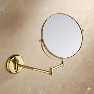 Brass & Stainless Steel Wall Mounted Magnifying Mirror - 8 Inch
