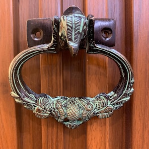 SHOBIXX | Brass Handmade Elephant Trunk Up Peacock Door Knocker | Antique Door Knocker with Good Sound | Unique Door Knocker | Door Banger