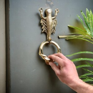 SHOBIXX | Brass Scorpion Door Knocker | Vintage Style Brass Door Knocker | Antique Door Knocker |  Unique Doorbell | Decorative Knocker