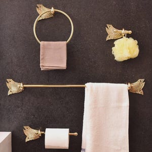 SHOBIXX - Set di 4 grucce a forma di cigno in ottone di alta qualità, fatte a mano, per bagno / porta carta igienica / gancio da parete / porta asciugamani / decorazione per il bagno