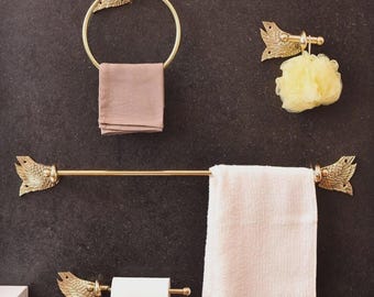 SHOBIXX- Set of 4 Handmade High Quality Brass Swan Hangers for Bathroom | Toilet paper holder | wall hook | Towel hanger | bathroom decor