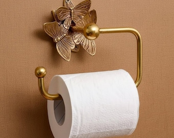 SHOBIXX-Brass Butterfly Toilet Roll Holder | Royal touch to your bathroom | Elegant look |  gold effect finish | Brass toilet roll holders