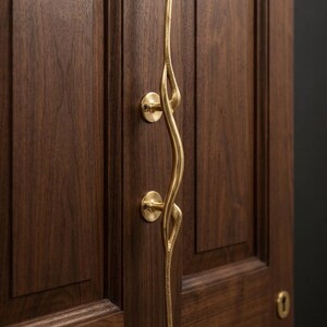 SHOBIXX - Stort och tungt dörrhandtag i mässing | Snyggt stort dörrhandtag 63 cm | Lyxig touch till din dörr